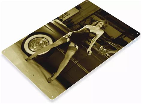 Classic Car Pinup Girl Sexy Hot Rod Garage Shop Man Cave Wall D Cor Metal Sign Picclick Uk