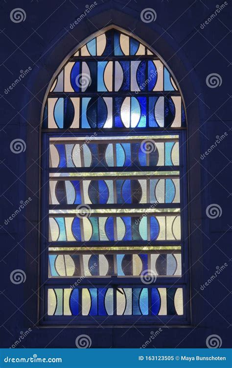 Modern Blue Stained Glass Window Stock Image Image Of Bright Stained 163123505