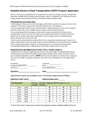 Fillable Online Transnet Usc Applying For DART Services Fax Email Print