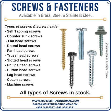 Screws Fasteners Mahesh Trading Company Llc Oman