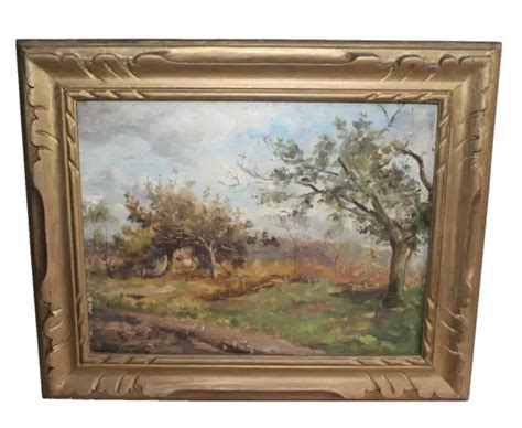 Tableau Ancien Huile Sur Bois Paysage De Campagne Eur