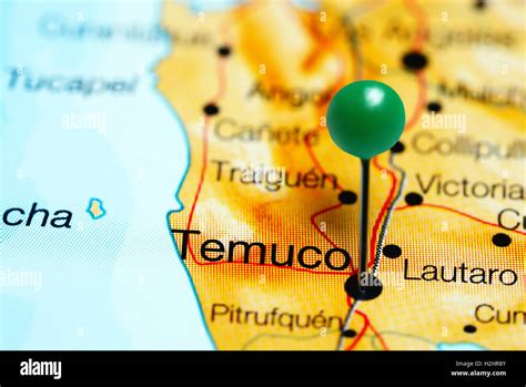 Temuco pinned on a map of Chile Stock Photo - Alamy