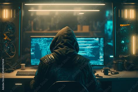 Cyber-security hacker with a hoodie hiding face -computer technology ...