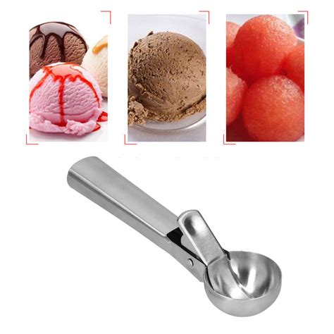 Silver Ice Cream Scoop Stainless Steel Scooper With Comfortable Handle