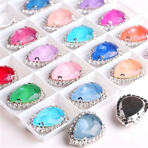 Стеклянные стразы в форме капли воды | AliExpress