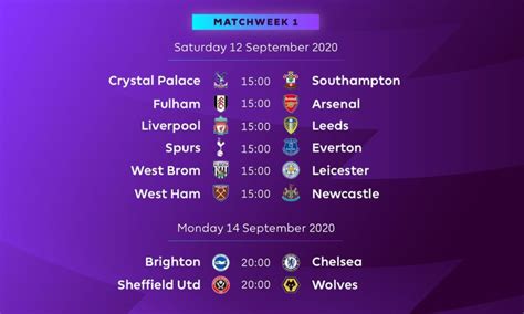 The Premier League fixtures for the 2020/21 season have been announced ...