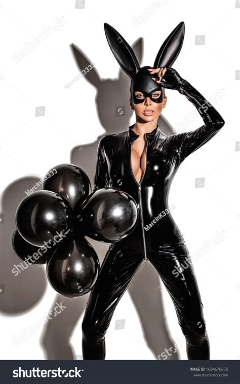 Sexy Blonde Beautiful Woman Posing Latex Stock Photo 1684676878 Shutterstock