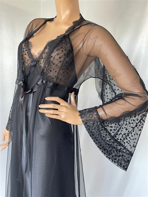 Satin Nightgown And Robe Set Nightdress With Shiny Stone Sexy Lingerie Lace Lingerie Silky