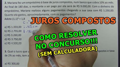 JUROS COMPOSTOS SÓ QUESTÕES DE CONCURSO YouTube