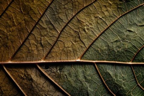 Premium AI Image | Closeup of a single leaf with veins and texture in full view