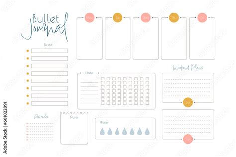 Bullet Journal Planner Template Vector Illustration Stock Vector Adobe Stock