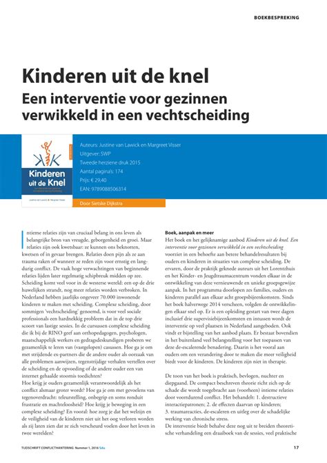 PDF Kinderen Uit De Knel Een Interventie Voor Gezinnen Verwikkeld In