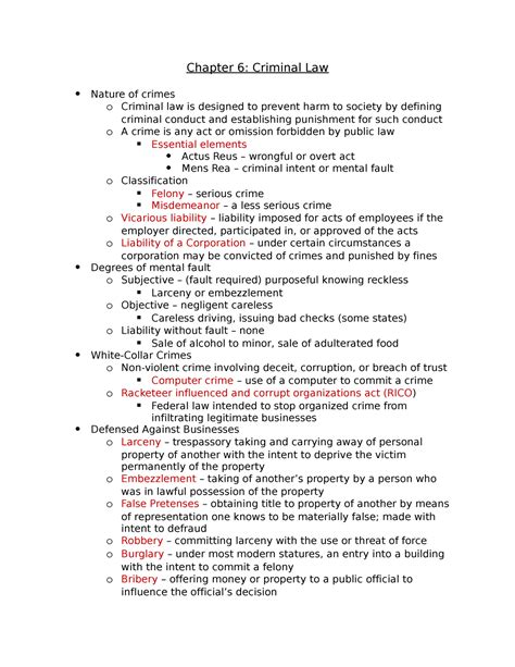 Chapter Criminal Law Chapter Criminal Law Nature Of Crimes O