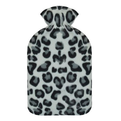 Grey Leopard Print Hot Water Bottle