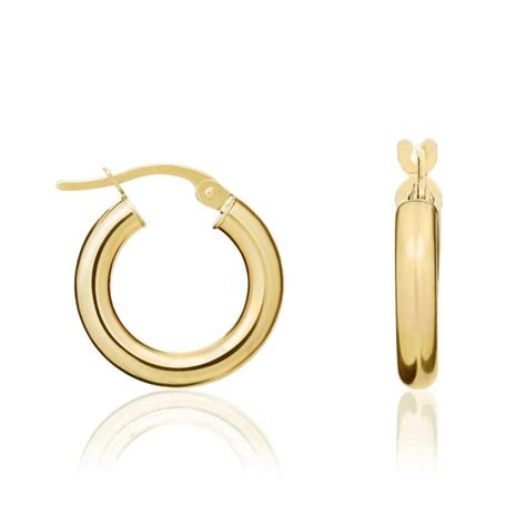 3mm Tube 9ct Yellow Gold Hoop Earrings Bradley Hatch