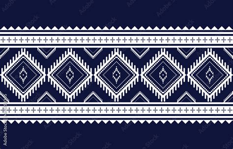 Geometric Ethnic Pattern Vector Blue And White Abstract Seamless