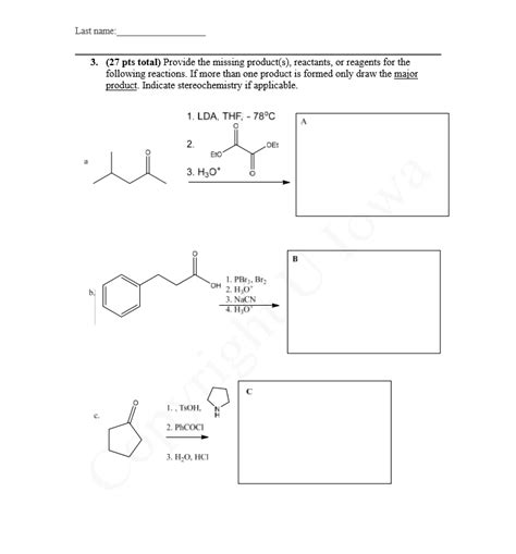 Solved Provide The Missing Product S Reactants Or Chegg