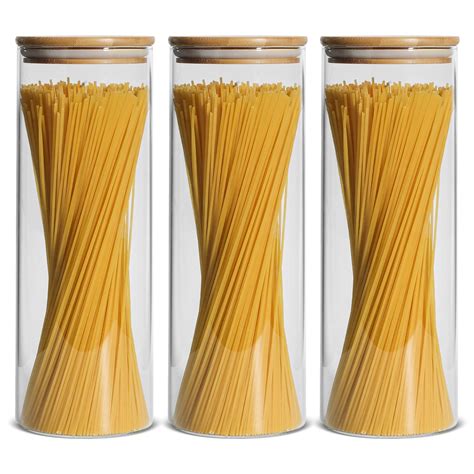 Comsaf Airtight Glass Storage Jars With Bamboo Lids 74 Oz Set Of 3