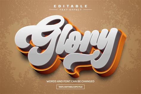 Glory 3d Bearbeitbare Texteffektvorlage Premium Vektor