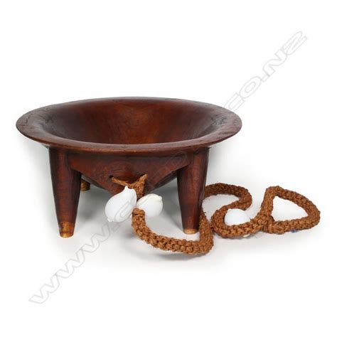 Tongan Tanoa Kava Bowl With Sennit Cord And Shell Se Asia Oceania