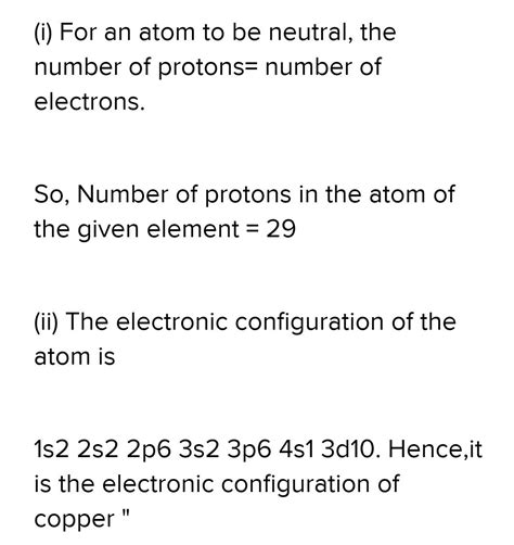 An Atom Of An Element Contains 29 Electrons And 35 Neutrons Deduce I