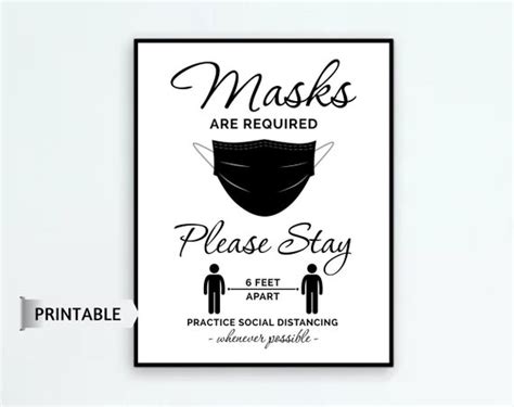 Face Masks Are Required Printable Sign Wear A Mask Sign Mask Etsy