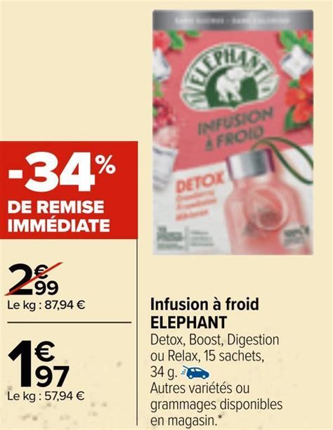 Promo Elephant Infusion Froid Chez Carrefour Market