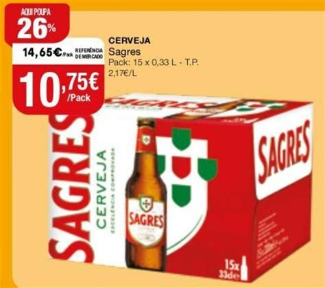 Promoção Cerveja Sagres 15x0 33L em Intermarché