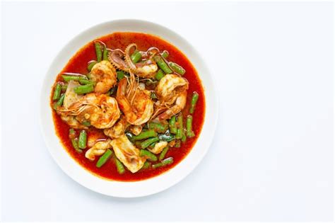 Premium Photo Spicy Stir Fried Seafood And Yard Long Bean With Red