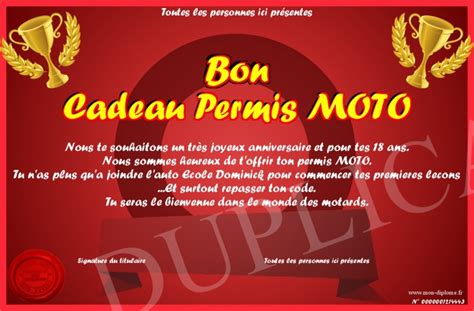 Bon Cadeau Permis MOTO