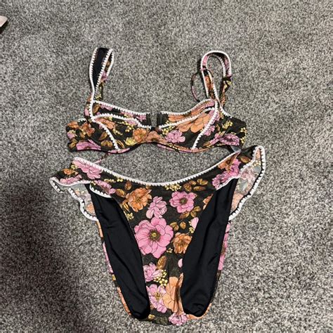Floral Victoria Secret Bikini Set With Adjustable Depop