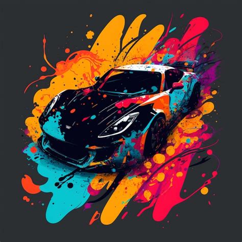 Premium Ai Image A Brightly Colored Car With Splats And Paint