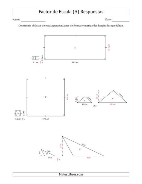 Determine El Factor De Escala De Dos Figuras Y Las Longitudes Que