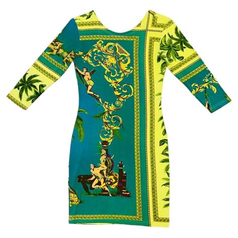 Versace Dresses Versace Jeans Couture Vtg 99s Tarzan Green Jungle