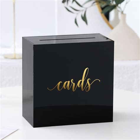 Uniqooo Black Acrylic Wedding Card Box With Slot Large X X Inch