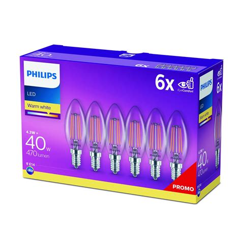 Philips LED Filament Kogel Lamp Helder Niet Dimbaar 6 Pack E14 B3