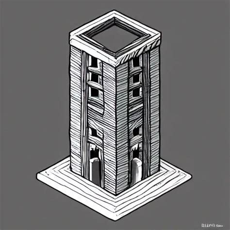 Isometric View Of A Wizard Tower Lineart Sharp Stable Diffusion