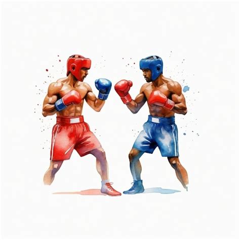 Dos Boxeadores En Pantalones De Boxeo Rojos Y Azules Uno De Los Cuales