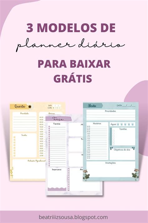 Planner Di Rio Para Baixar Gr Tis E Imprimir Planner Diario Planner