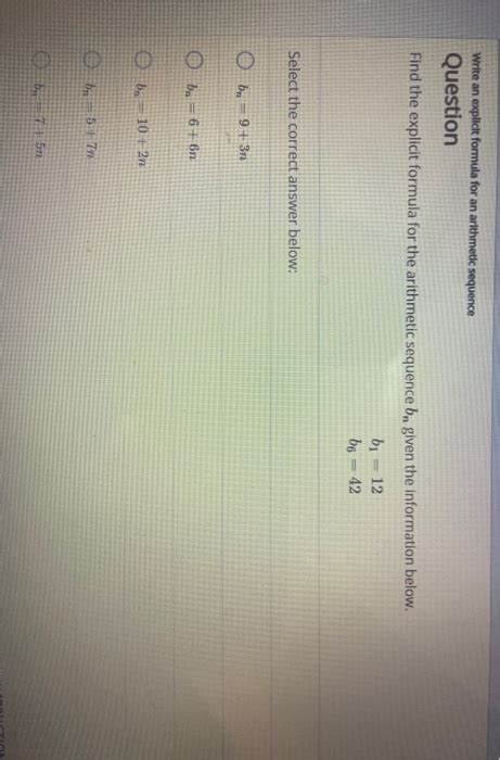 Solved Write An Explicit Formula For An Arithmetic Sequence