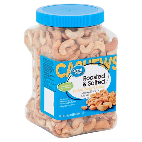 Great Value Roasted Salted Cashew Halves Pieces Oz Walmart