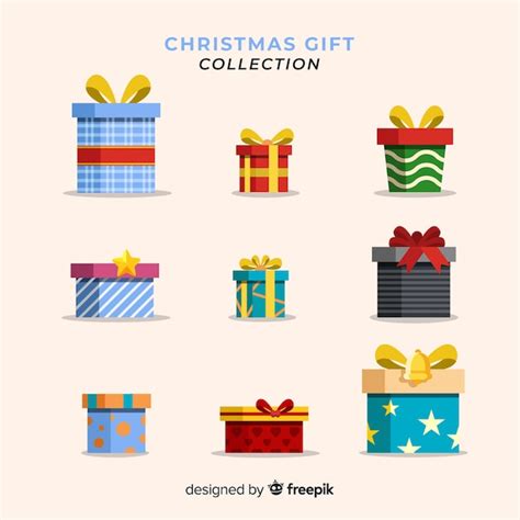 Colección De Regalos De Navidad Flat Vector Gratis