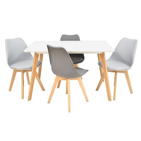 Mesa De Comedor Madera De Haya Blanca X X Cm Qechic