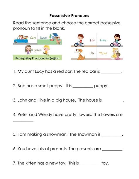 Ficha De Possessive Pronouns Para Grade Nd Grade Worksheets