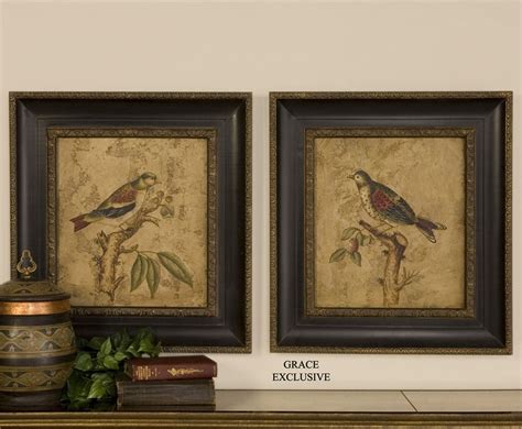 Uttermost Colorful Birds On Branch Art Set Hand Painted Wall Art