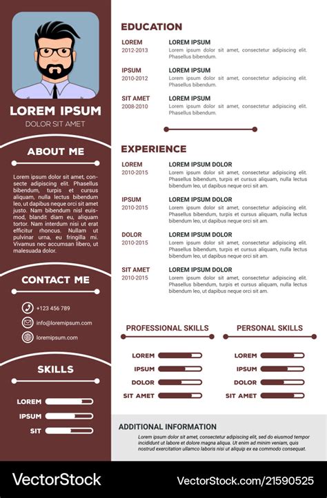 Resume And Cv Template With Nice Design Royalty Free Vector