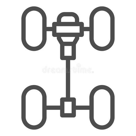 L Nea Icono Del Chasis Ejemplo Del Vector De La Rueda Aislado En Blanco