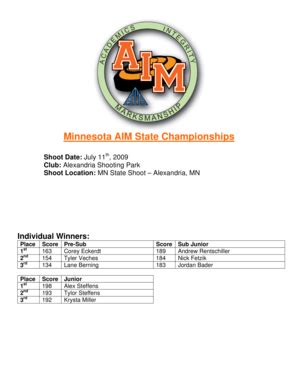 Fillable Online Minnesota AIM State Championships Fax Email Print