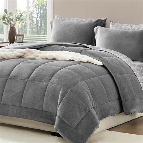 Amazon Amberspace Grey Plush Comforter King Size Microplush Thick