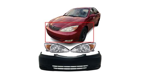 Kit Of Front Bumper Cover And Lh And Rh Headlights Fits Toyota Camry 2002 2004